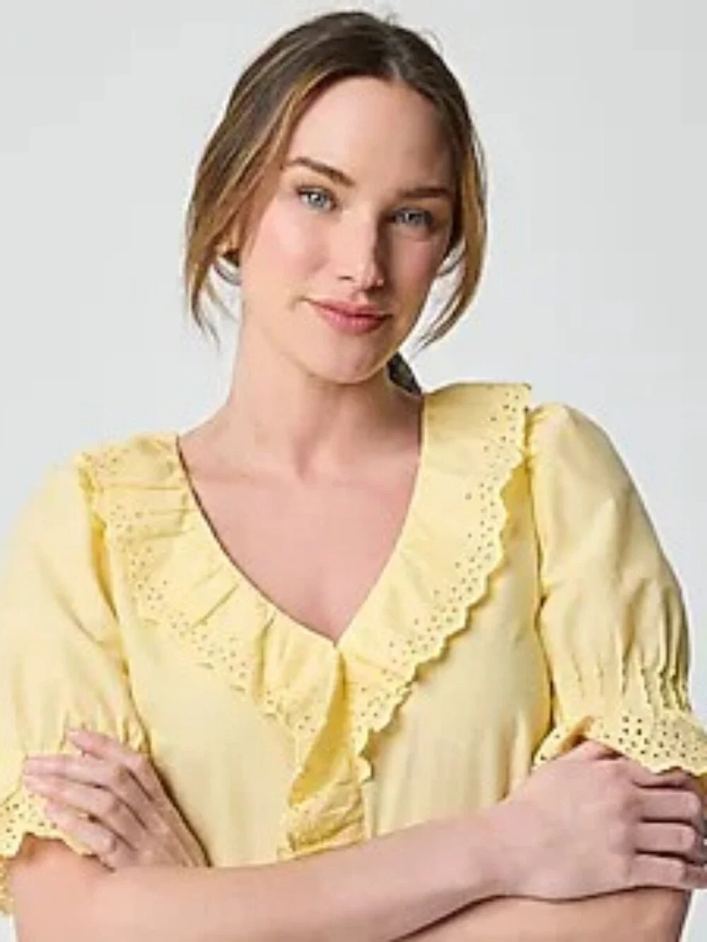 J. Crew Factory Eyelet Ruffle-front Top - Picture 2 of 5